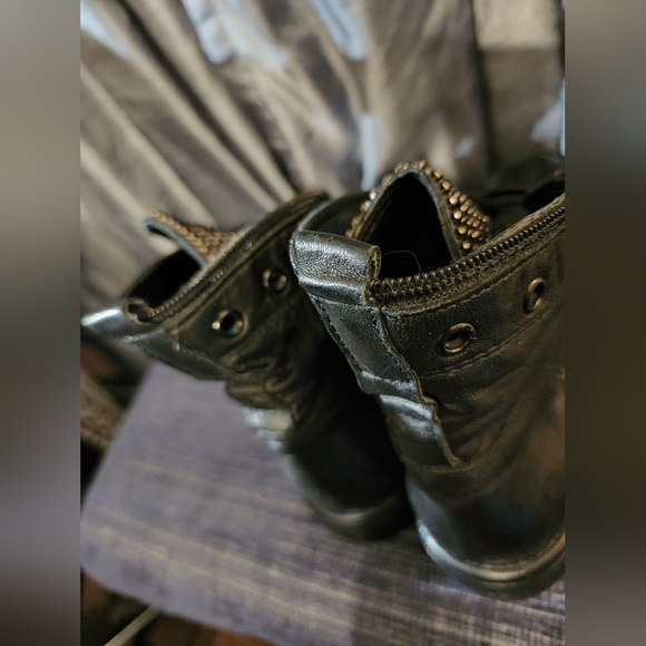 Sheridan Mia Leather Studded Lace-Up Boots- Spark, Size EU40 9.5, Black - Picture 7 of 9